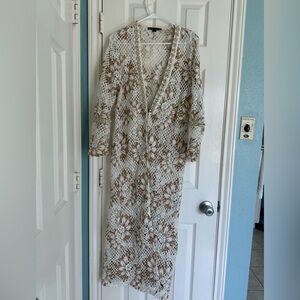 Boston Proper Large Crochet Duster w/sparkling embellishments